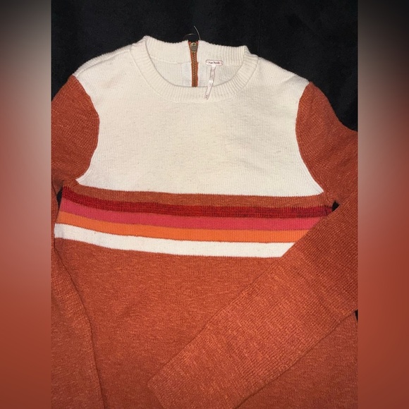 Free People Womens Colorblock Sweater Dress Orange Size medium Preloved - Picture 7 of 14